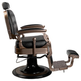 Gabbiano Old Ernesto Black Barber Chair - close-up of the upholstery, frame and footrest details