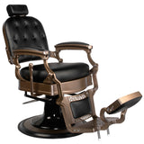 Gabbiano Old Ernesto Black Barber Chair - close-up of the upholstery, frame and footrest details