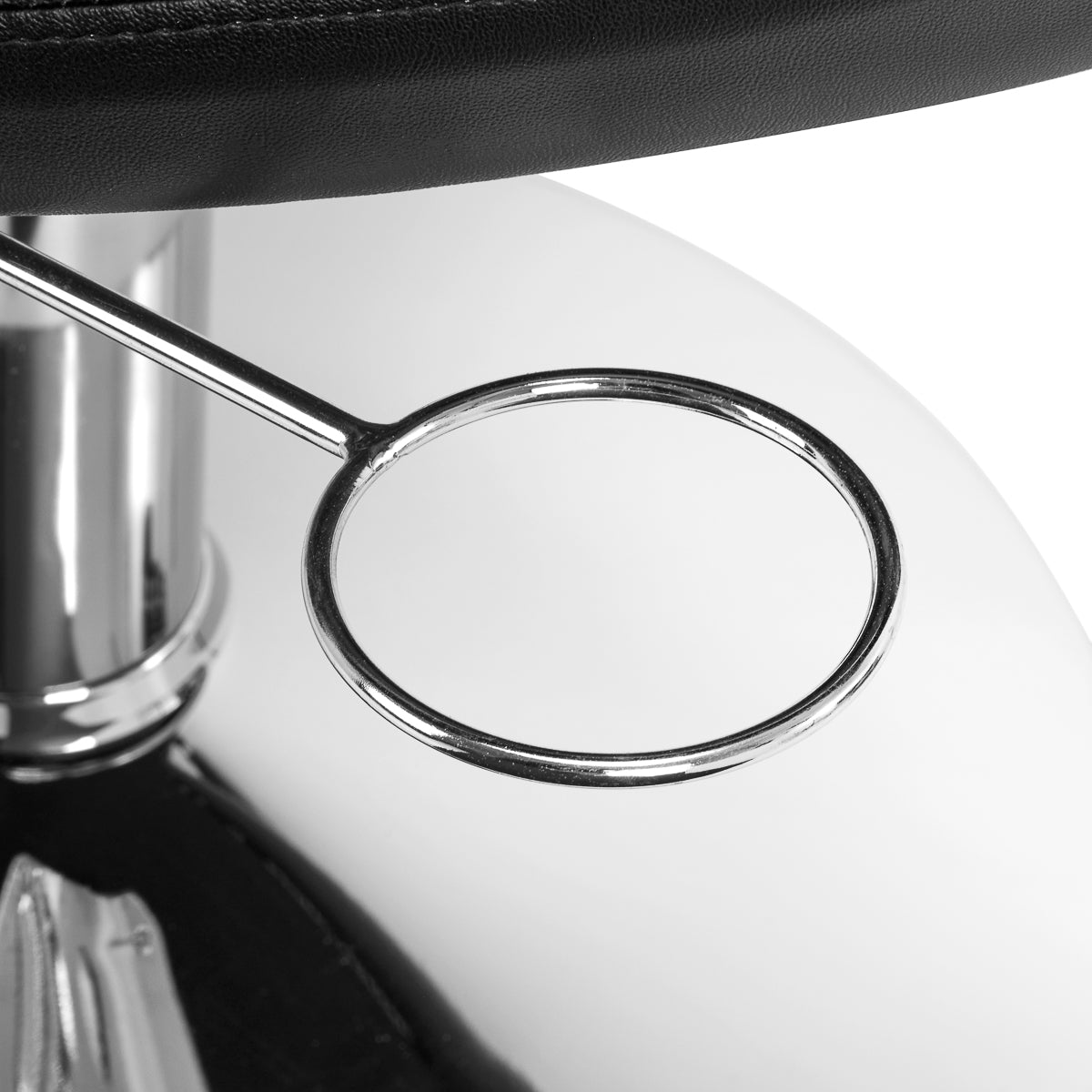 Gabbiano Parma Hair Salon Styling Chair Black - close-up of the upholstery, frame and footrest details