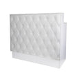 Gabbiano Pearl Reception Desk White - front view showing the storage and construction details