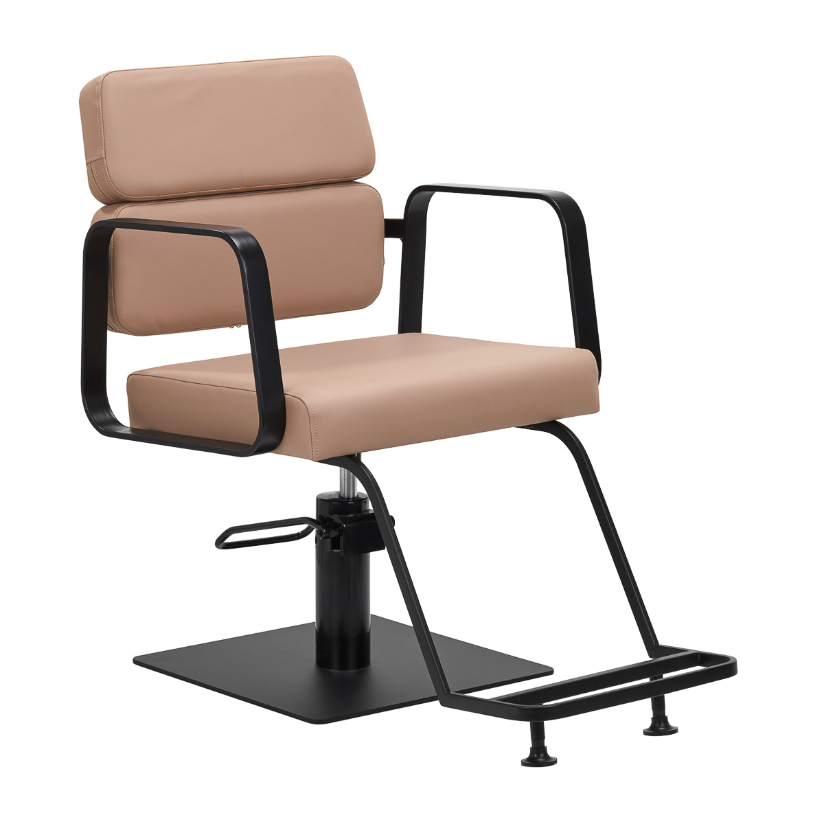 Gabbiano Porto-BM Hair Salon Styling Chair Black & Beige - angled front view on a white background