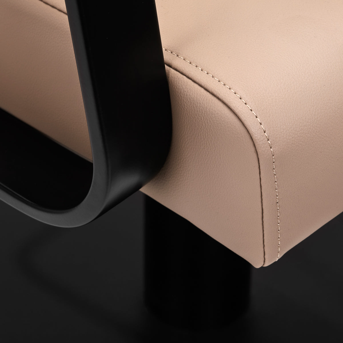 Gabbiano Porto-BM Hair Salon Styling Chair Black & Beige - close-up of the upholstery and construction details