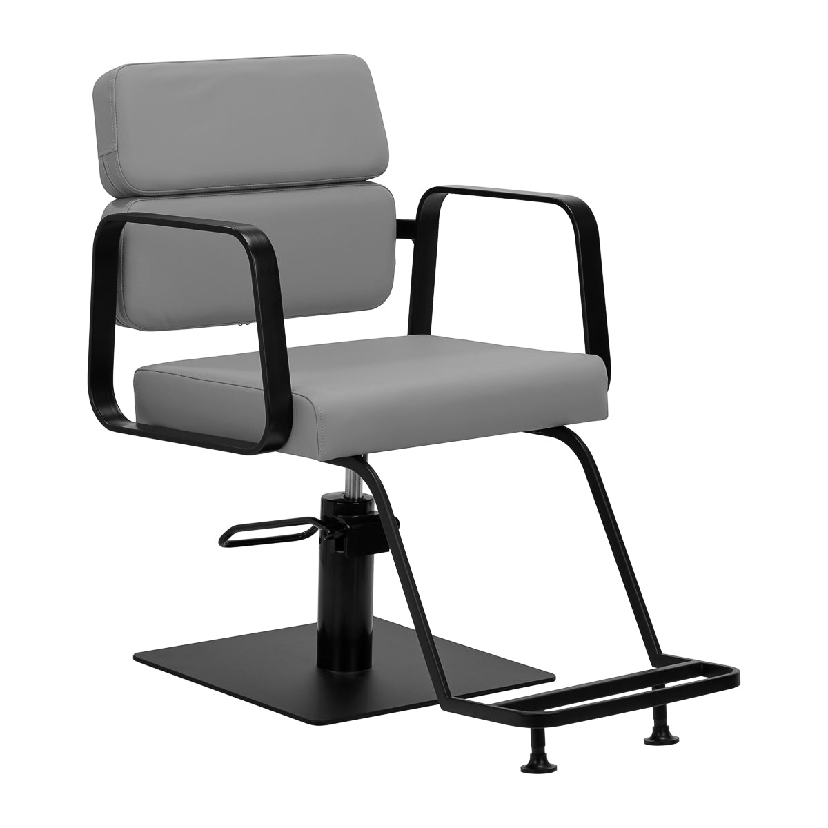 Gabbiano Porto-BM Hair Salon Styling Chair Black & Grey - angled front view on a white background