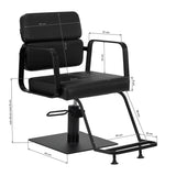 Gabbiano Porto-BM Hair Salon Styling Chair Black - close-up of the upholstery, frame and footrest details