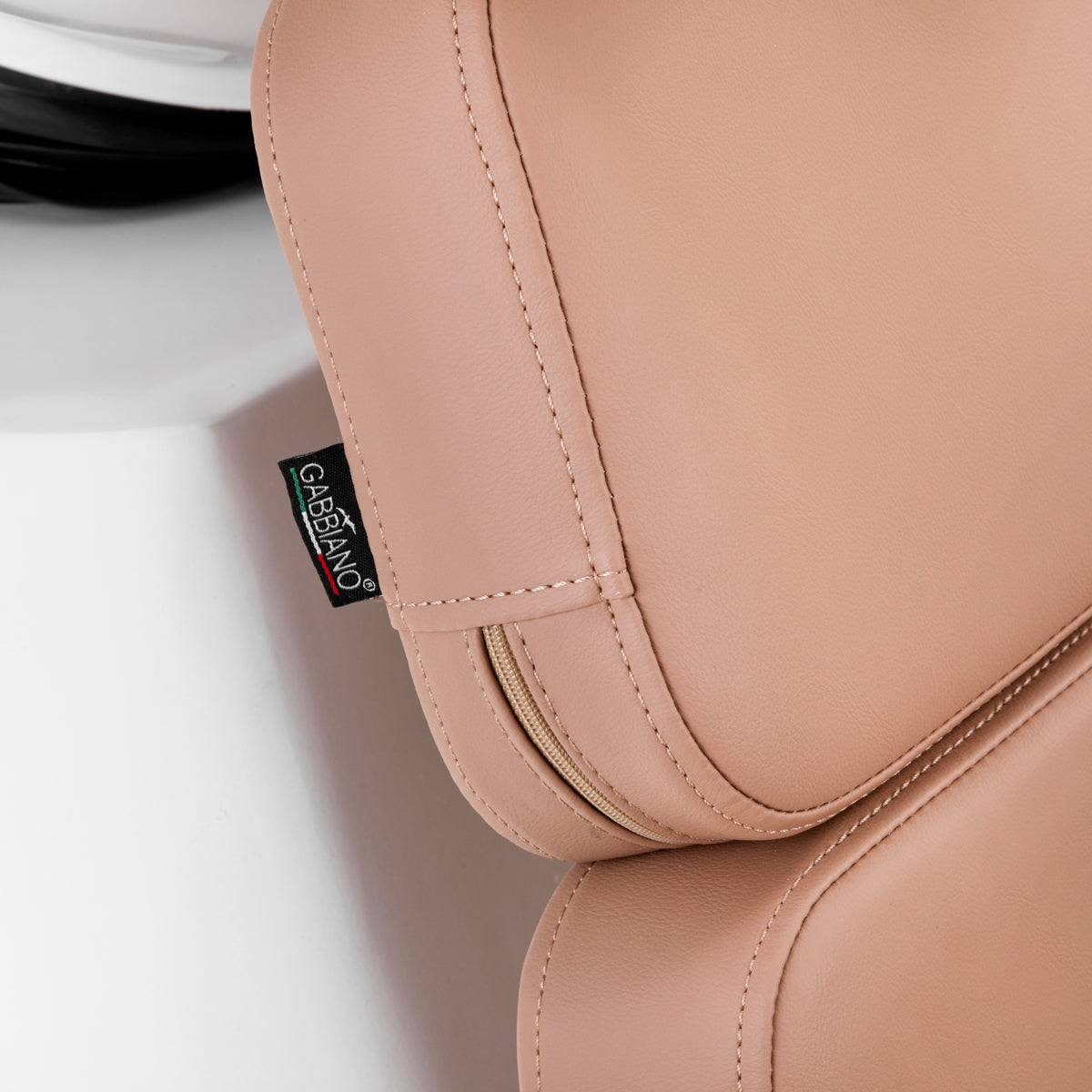 Gabbiano Porto-BM Hair Wash Unit Beige & Black - close-up of the upholstery and construction details