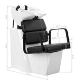 Gabbiano Porto-BM Hair Wash Unit Black - rear view showing the basin connections