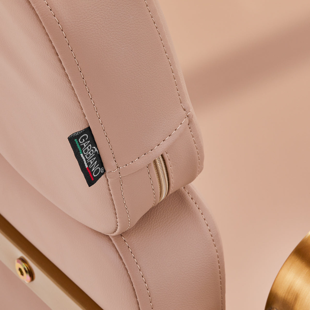 Gabbiano Porto-GM Hair Salon Styling Chair Beige - close-up of the upholstery and construction details