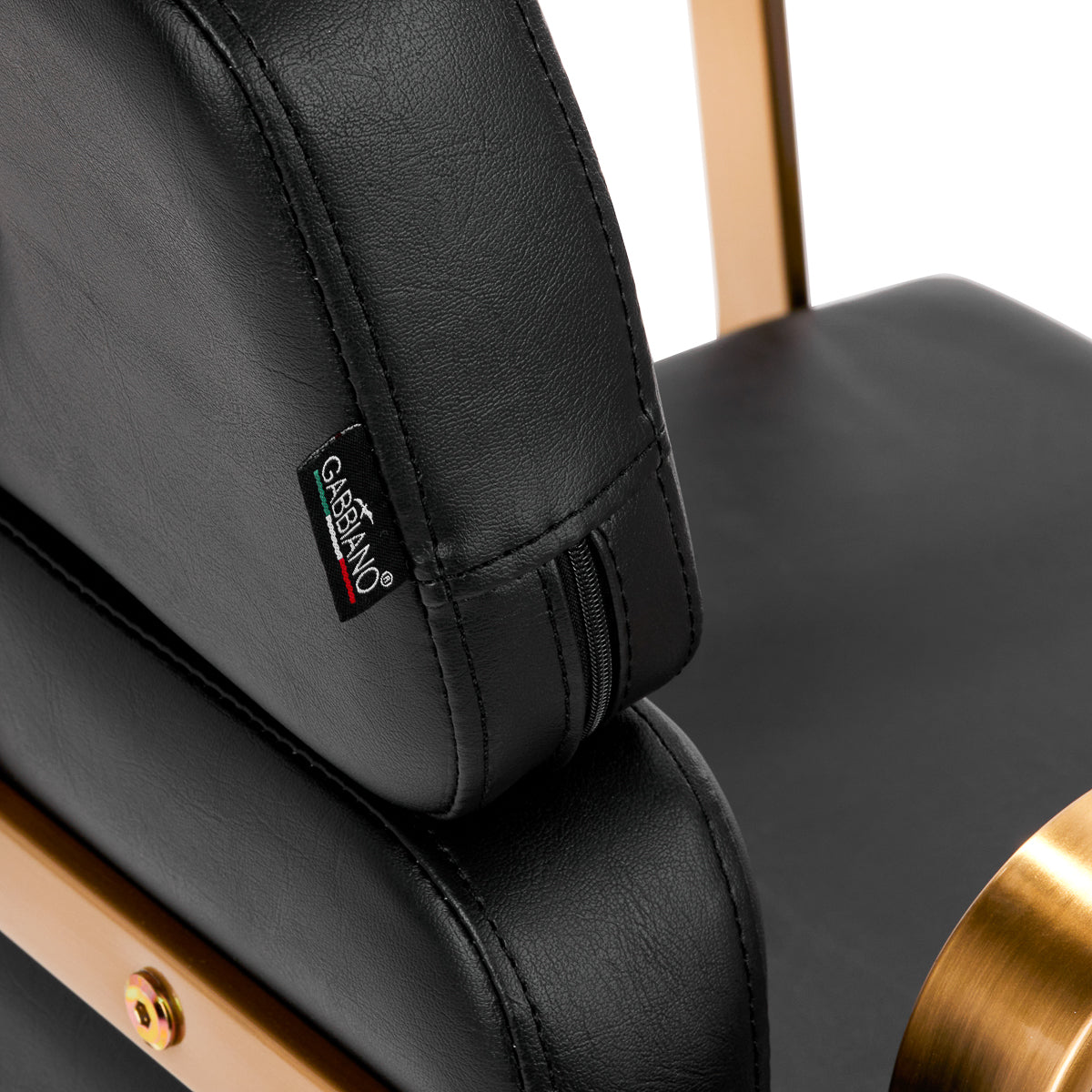 Gabbiano Porto-GM Hair Salon Styling Chair Black - close-up of the upholstery and construction details