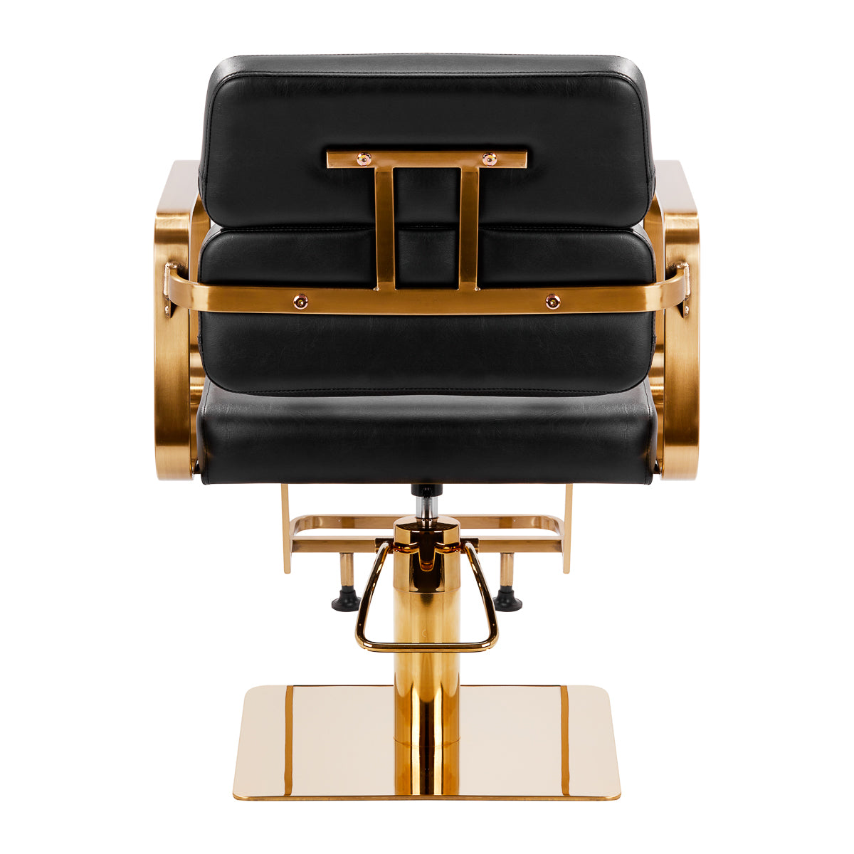 Gabbiano Porto-GM Hair Salon Styling Chair Black - close-up of the upholstery, frame and footrest details