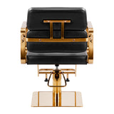 Gabbiano Porto-GM Hair Salon Styling Chair Black - close-up of the upholstery, frame and footrest details