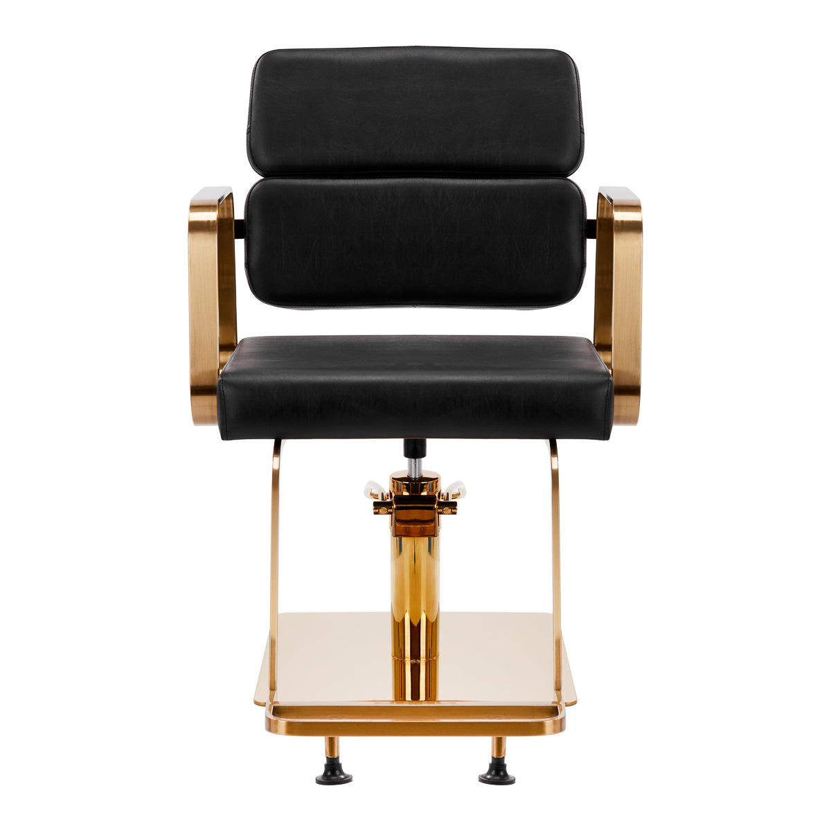 Gabbiano Porto-GM Hair Salon Styling Chair Black - close-up of the upholstery, frame and footrest details