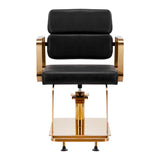 Gabbiano Porto-GM Hair Salon Styling Chair Black - close-up of the upholstery, frame and footrest details