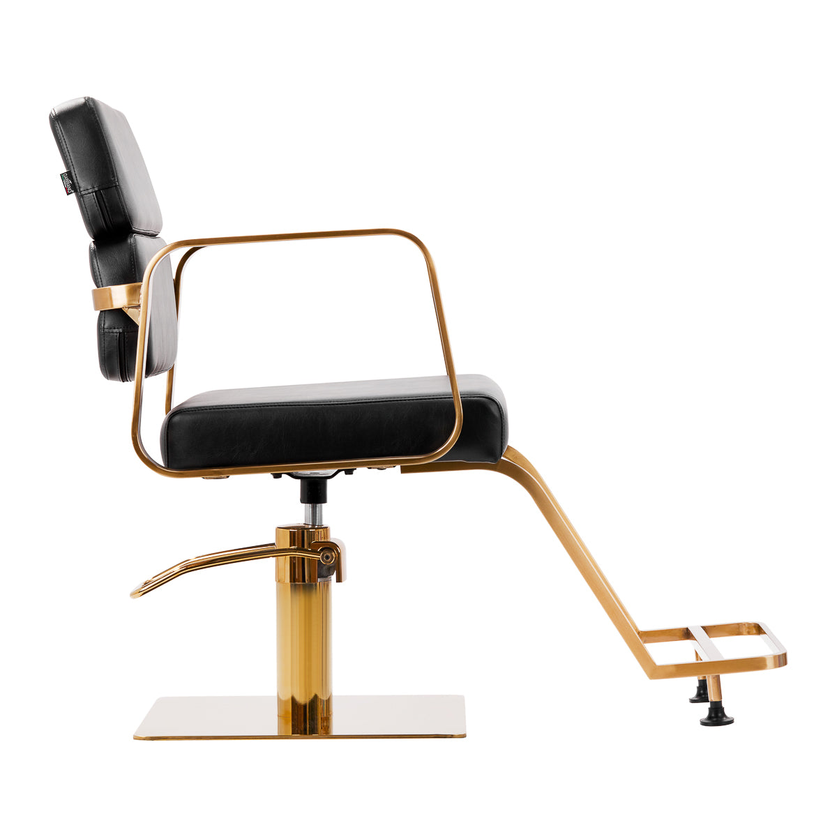 Gabbiano Porto-GM Hair Salon Styling Chair Black - close-up of the upholstery, frame and footrest details
