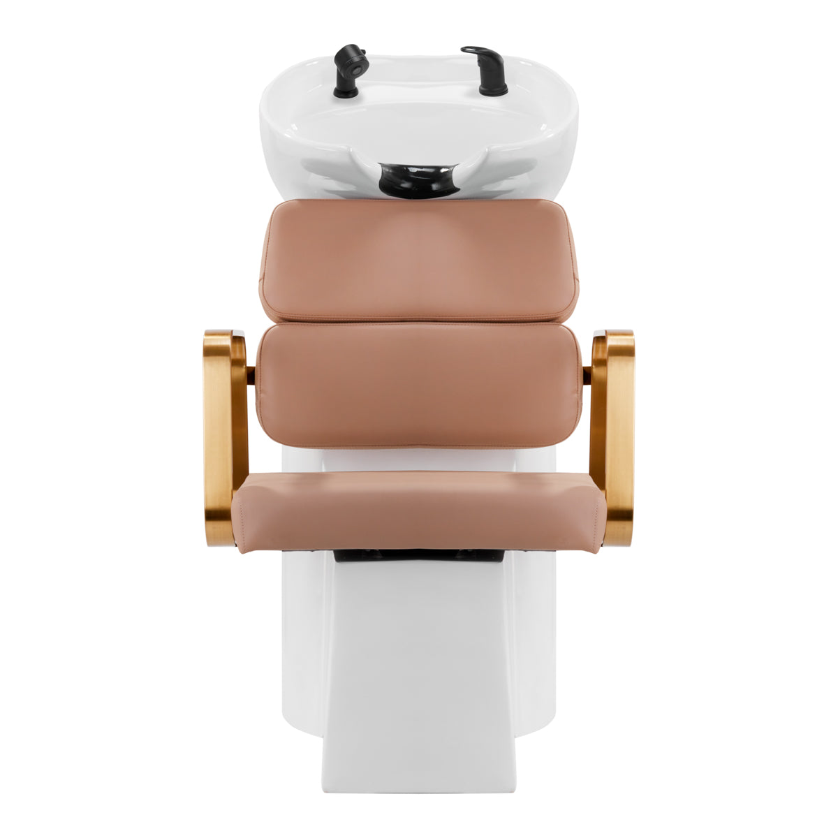 Gabbiano Porto-GM Hair Wash Unit Beige & Gold - front view of the complete wash unit