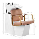 Gabbiano Porto-GM Hair Wash Unit Beige & Gold - rear view showing the basin connections