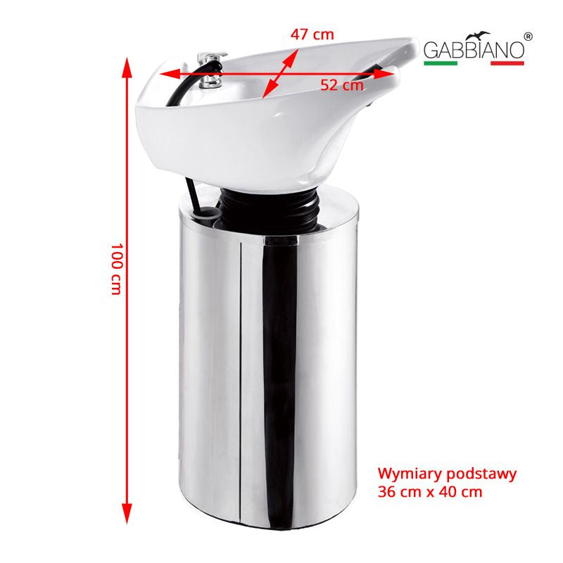 Gabbiano Q-2460 Barber Washing Station - dimensions and measurements shown