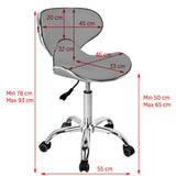 Gabbiano Q-4599 Beauty Chair Grey - dimensions and measurements shown