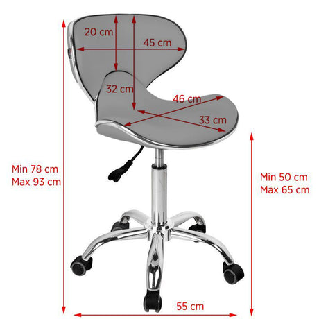 Gabbiano Q-4599 Beauty Chair Grey - dimensions and measurements shown