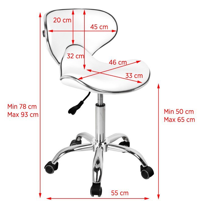 Gabbiano Q-4599 Beauty Chair White - dimensions and measurements shown
