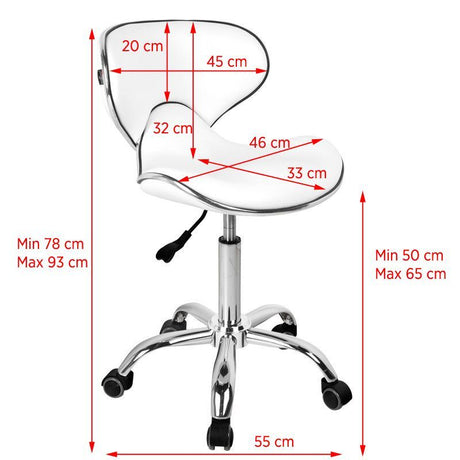 Gabbiano Q-4599 Beauty Chair White - dimensions and measurements shown