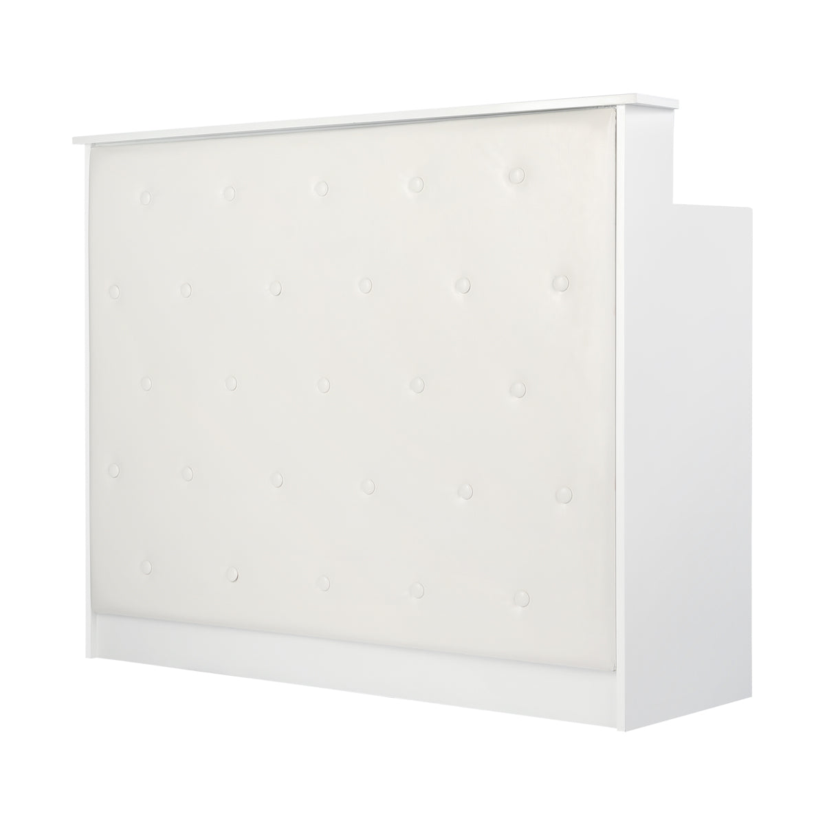 Gabbiano Reception Desk G26W White - front view showing the storage and construction details