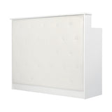 Gabbiano Reception Desk G26W White - front view showing the storage and construction details