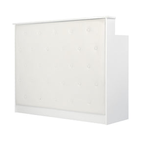 Gabbiano Reception Desk G26W White - front view showing the storage and construction details