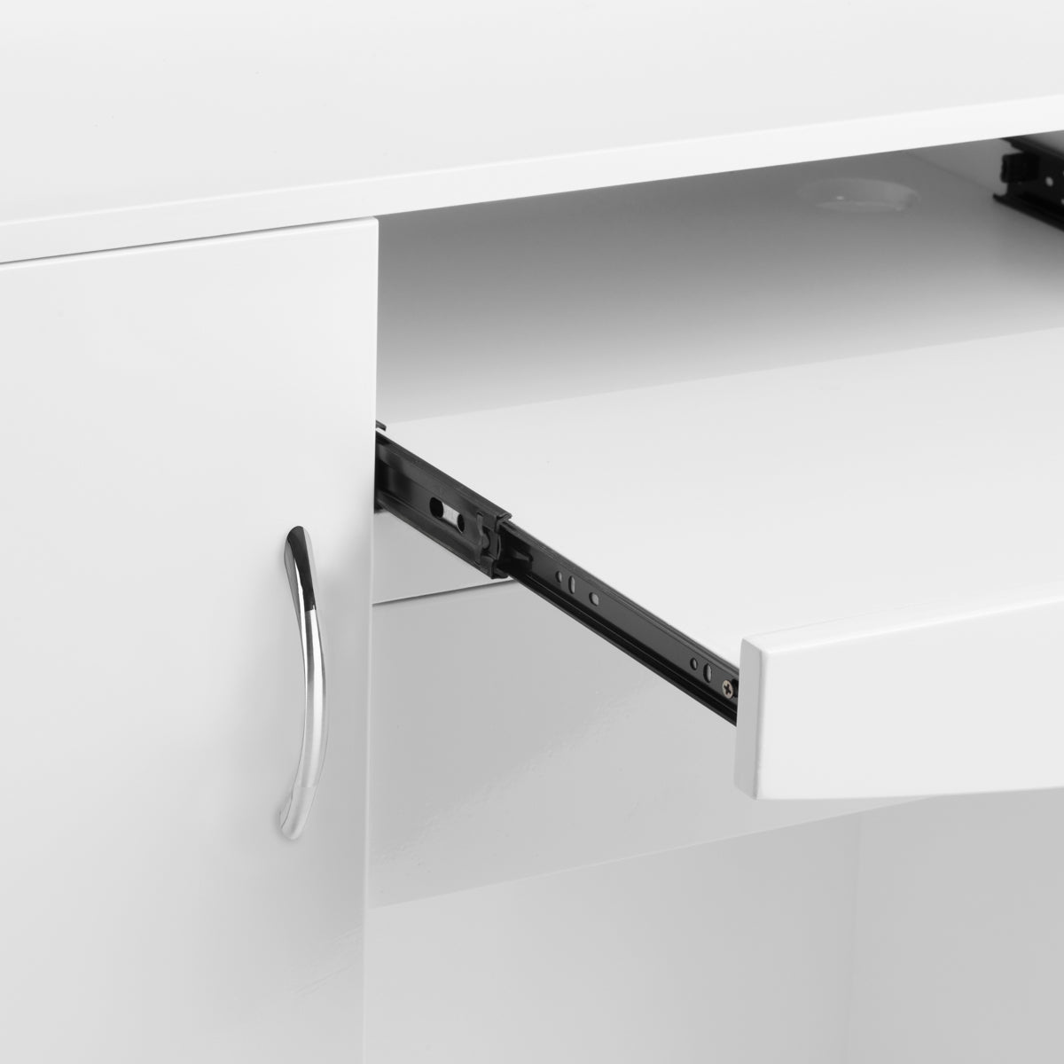 Gabbiano Reception Desk G26W White - displayed in a professional treatment-room setting