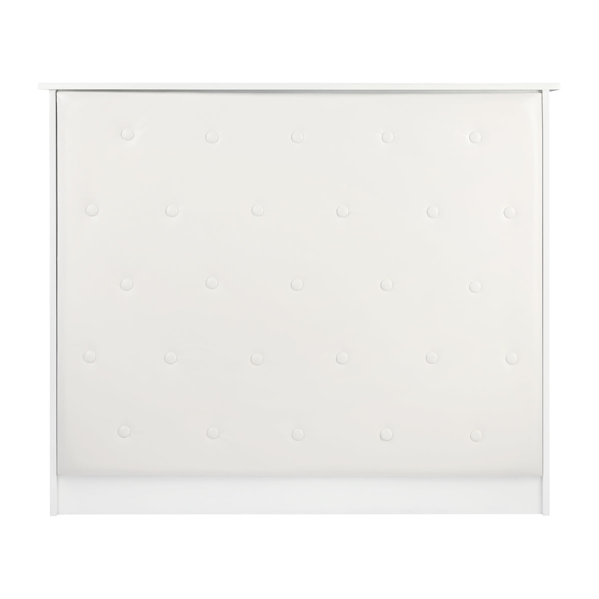 Gabbiano Reception Desk G26W White - front view showing the storage and construction details