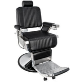 Gabbiano Royal Barber Chair Black - angled front view on a white background