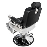 Gabbiano Royal Barber Chair Black - close-up of the upholstery, frame and footrest details