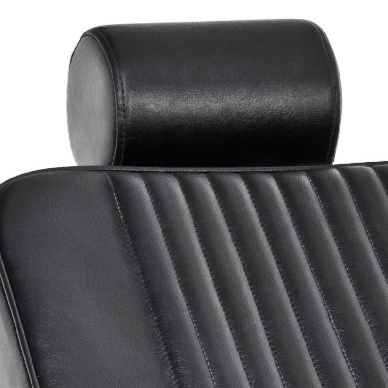 Gabbiano Royal Barber Chair Black - close-up of the upholstery and construction details