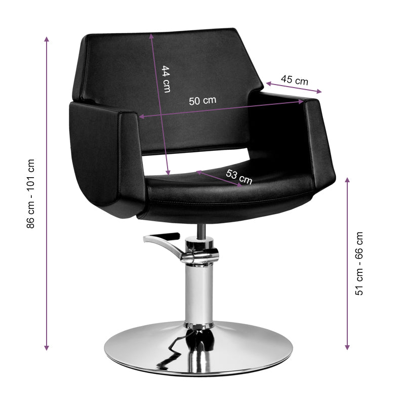 Gabbiano Santiago Hairdressing Chair Black - side view on a white background