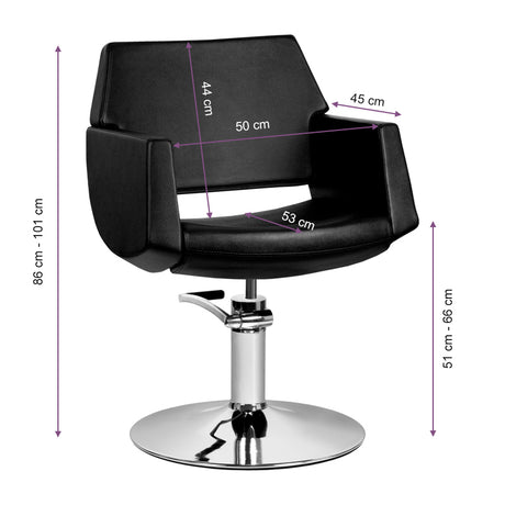 Gabbiano Santiago Hairdressing Chair Black - side view on a white background