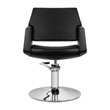 Gabbiano Santiago Hairdressing Chair Black - close-up of the upholstery, frame and footrest details
