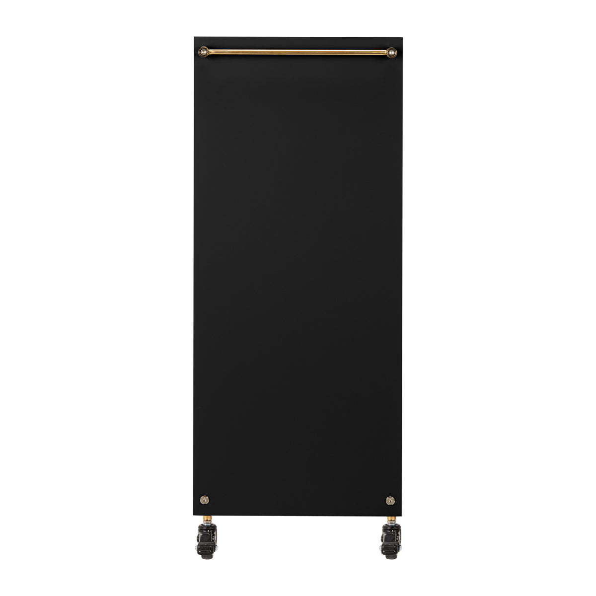 Gabbiano Solo Hairdressing Trolley Gold & Black - front view showing the storage and construction details