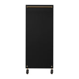 Gabbiano Solo Hairdressing Trolley Gold & Black - front view showing the storage and construction details