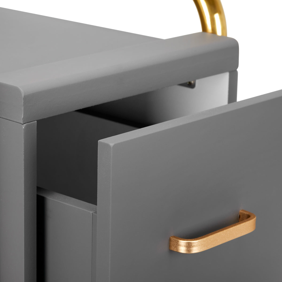 Gabbiano Solo Hairdressing Trolley Gold & Grey - close-up of a construction detail