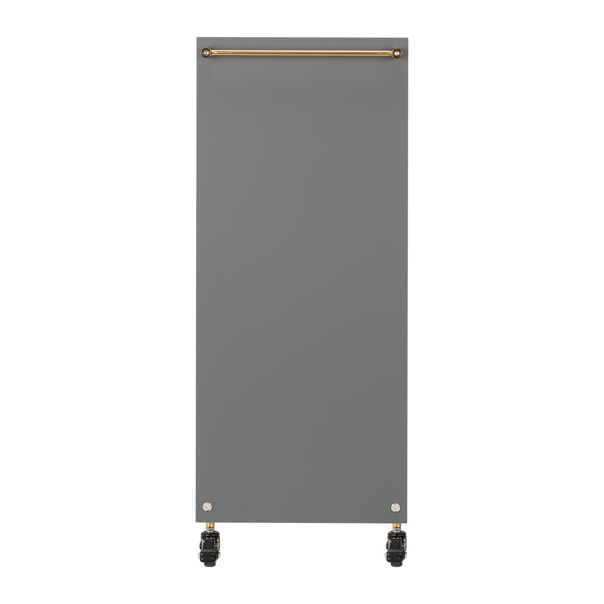Gabbiano Solo Hairdressing Trolley Gold & Grey - front view showing the storage and construction details