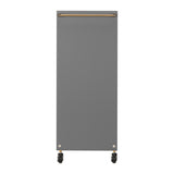 Gabbiano Solo Hairdressing Trolley Gold & Grey - front view showing the storage and construction details