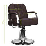 Gabbiano Stern Stylish Barber Chair Brown - side view on a white background