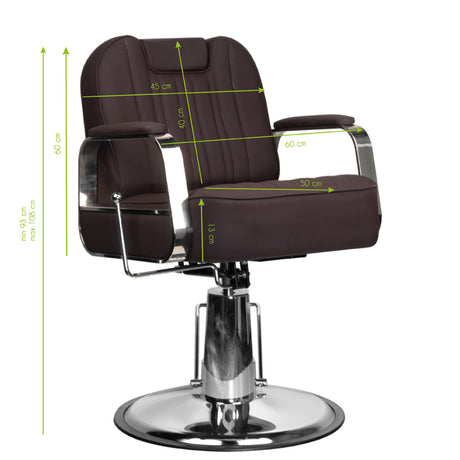 Gabbiano Stern Stylish Barber Chair Brown - side view on a white background