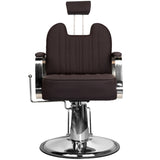 Gabbiano Stern Stylish Barber Chair Brown - reclined side view with the footrest extended