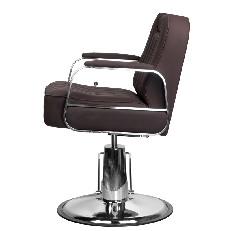 Gabbiano Stern Stylish Barber Chair Brown - rear view on a white background