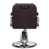 Gabbiano Stern Stylish Barber Chair Brown - close-up of the upholstery, frame and footrest details