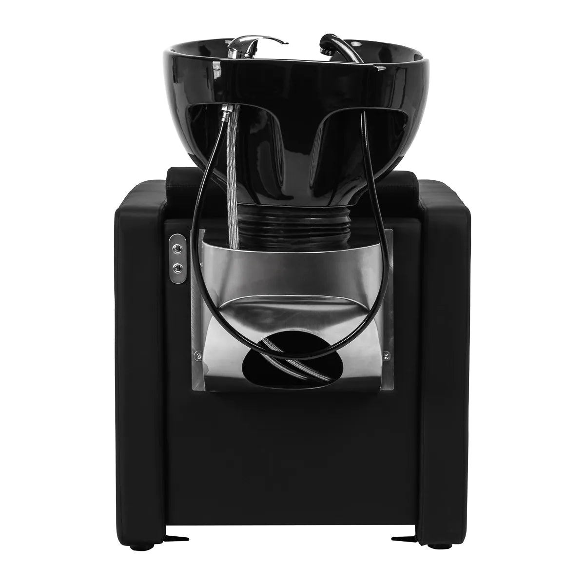Gabbiano Sylvia Hairdressing Backwash Unit Black - rear view showing the basin connections