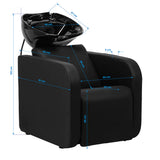 Gabbiano Sylvia Hairdressing Backwash Unit Black - close-up of a functional part of the basin unit