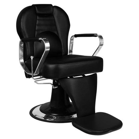 Gabbiano Tiziano Barber Chair Black - angled front view on a white background