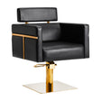 Gabbiano Toledo Hair Salon Styling Chair Gold & Black - angled front view on a white background