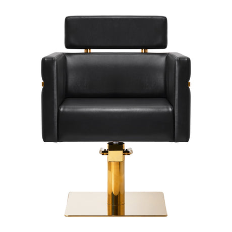 Gabbiano Toledo Hair Salon Styling Chair Gold & Black - side view on a white background